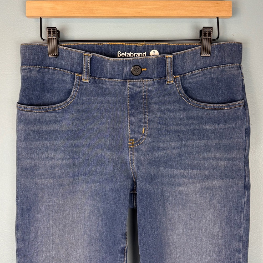 Betabrand Womens Small Petite Blue Yoga Stretch Denim Straight Leg Jeans Pants - Picture 3 of 9